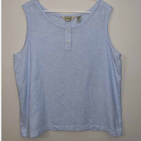 Vtg L.L. Bean Womens Tank Top Cotton Henley 2X /20 Cottagecore Lagenlook Grandma - Picture 1 of 8